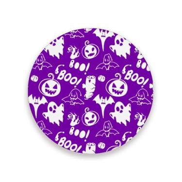 Imagem de JUZIHAI Conjunto de 2 porta-copos de fantasmas brancos de Halloween, porta-copos redondos de pedra de cerâmica absorvente de 9 cm com base de cortiça, tapete de proteção de mesa para cozinha, bar