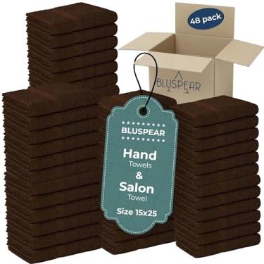 Imagem de Pacote com 48 toalhas de mão, toalhas de salão econômicas, toalhas de salão de algodão de 38 x 63 cm, toalha de cabelo, toalhas de mão para banheiro, cozinha uso doméstico, toalhas de ginástica, spa