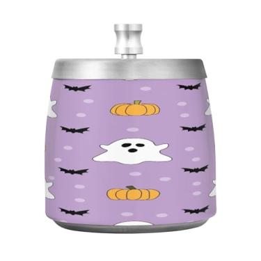 Imagem de Qilmy Cinzeiro bonito de aço inoxidável com tampa - Cinzeiro de cigarro à prova de vento sem cheiro sem fumaça para casa, escritório, carro, pátio, varanda (uso interno e externo)