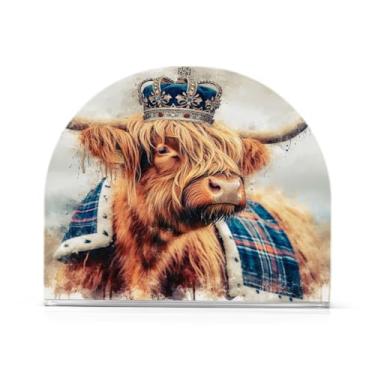 Imagem de Qilmy Porta-guardanapos de acrílico de vaca em aquarela, porta-lenços de mesa independente, dispensador de papel de coquetel para cozinha, jantar, restaurante, bar, decoração, 1 pacote