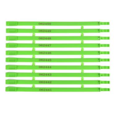Imagem de Vedações de segurança de porta de reboque de caminhão de plástico, etiquetas de segurança, fechaduras descartáveis numeradas para contêiner de transporte, logística, transporte, pacote de envio (verde
