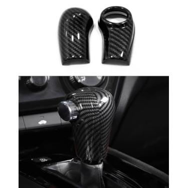 Imagem de ANUNFRRE Acessórios de carro aptos para Honda HR-V HRV 2016-2022 ABS interior manípulo de mudança de marchas guarnição da tampa da cabeça (fibra de carbono) conjunto de 2 peças