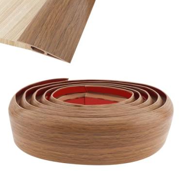 Imagem de PNXKTXO Faixa de transição de limite de piso de 1,5 m tiras de cobertura de carpete autoadesivas de PVC grão de madeira amarela para limiares de porta cobertura de cabo de piso (madeira amarela, 3 m))