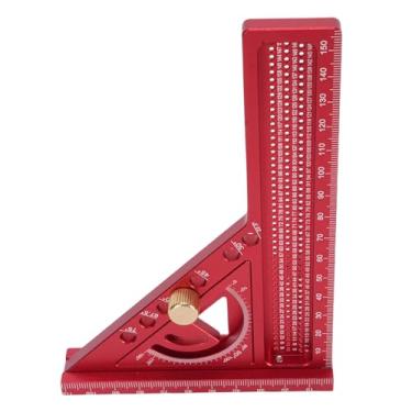 Imagem de Jiawu Régua de Medição Multiângulo, Acabamento Anodizado de Liga de Alumínio Durável para Engenheiros e Decoradores de Transferidor Quadrado para Trabalhar Madeira (Vermelho Puro)
