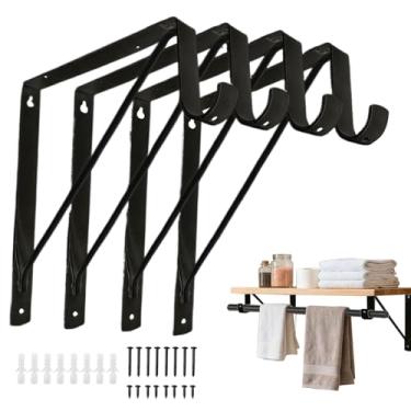 Imagem de Suportes para Cabide de Armário | Organizador Triangular de Parede | Suportes Metálicos Para Prateleira E Barra De Armário - Para -Roupa Cozinha Casa de Banho Garagem Quarto Sala de Lavandaria Hall