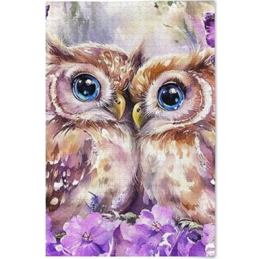 Imagem de Corujas personalizadas pintura floral fofo adultos quebra-cabeça 500 peças amigos família jogo presentes paisagem paisagem paisagem animal arte, 52 cm x 37,8 cm