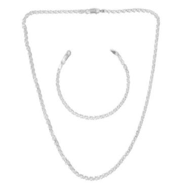 Imagem de Colar E Pulseira Elo Português Prata Legítima 925 - Lojas La&Ny Pratas