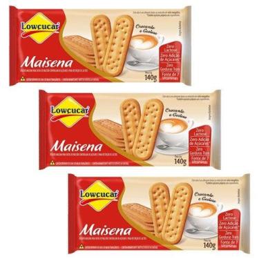 Imagem de Biscoito maisena zero açúcar lowçucar contendo 3 pacotes de 140g cada 