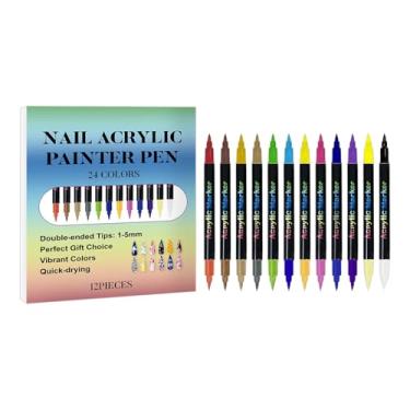 Imagem de Marcadores De Esmalte - Conjunto De 12 Unidades Seca Rápido Com Durabilidade Longa,Canetas De Design Para Esmalte Em Gel Com Ponta Fina | Para Desenho Pintura Pontilhado Artesanato Design Natal Aniver