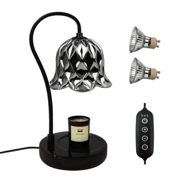 Imagem de JIPORIER Lâmpada aquecedor de vela com temporizador e regulador, base de mármore de brilho ajustável, aquecedor elétrico de cera derrete, decoração de casa, lâmpada de aquecimento de velas presentes