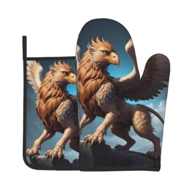 Imagem de Conjunto de 2 peças de luvas de forno com estampa Griffin, adequado para cozinhar, assar e grelhar ao ar livre