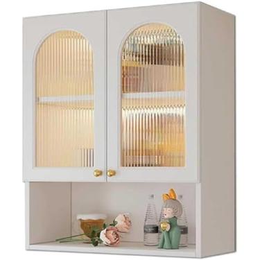 Imagem de Armário de parede de banheiro branco com prateleira de armazenamento de medicamentos suporte de parede sobre o armário de banheiro para quarto e cozinha, branco - 60 x 40 x 80 cm