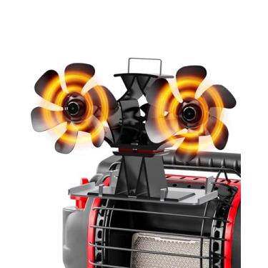 Imagem de Signstek Ventilador de lareira de fogão a lenha, ventilador de aquecedor de motor duplo alimentado por calor com suporte compatível com aquecedor Buddy, ventilador térmico para queimador de lenha a