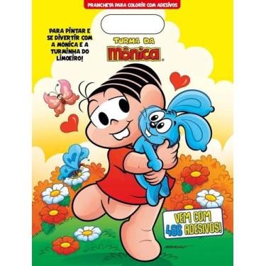 Imagem de Livro - Turma Da Mônica - Prancheta para colorir com adesivos - Mônica