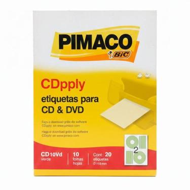 Imagem de Etiqueta CD e DVD Pimaco Papel Carta 20 Etiquetas CD10 Verde