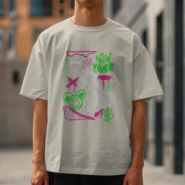 Imagem de Camiseta Masculina Manga Curta Estampada New York Estilosa Malha Algodão do P ao G1-Masculino