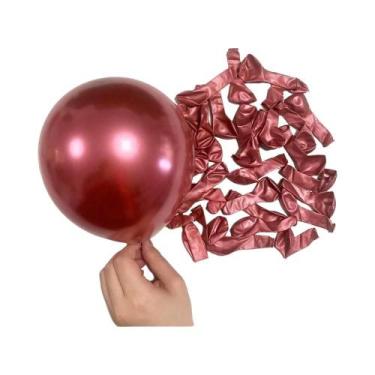 Imagem de Balões Metálicos Roxo Azul Rosa Dourado Vermelho Prata 10 20 30 Peças 