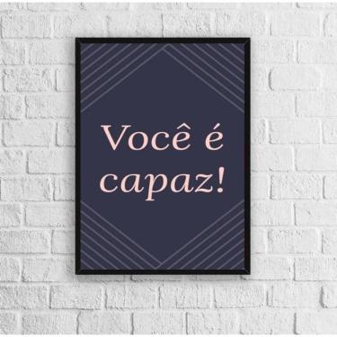 Imagem de Quadro Decorativo Frase Você É Capaz 33x24cm - Vidro Preta
