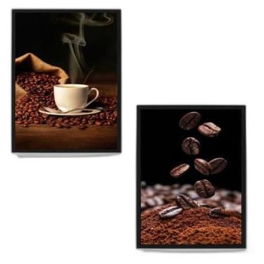 Imagem de Kit 2 Quadros Fotografia Grãos De Café 24X18Cm - Com Vidro - Quadros O