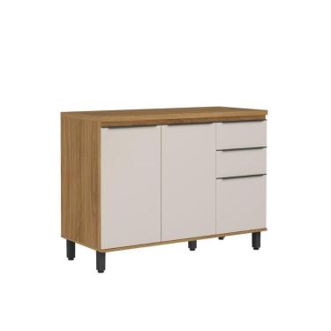 Imagem de Balcão De Cozinha Com Tampo 2 Ptas 3 Gav Serena Bertolini Lunar Grey/carvalho Xingu