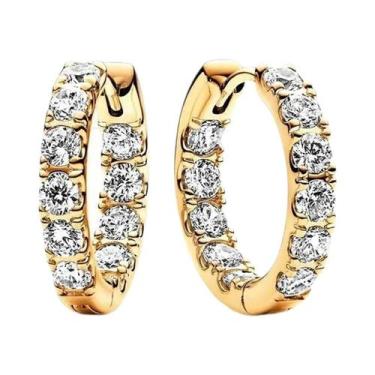 Imagem de Brincos De Argola Femininos Em Prata 925 Com Flor Azul E Pingente Em F