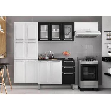 Imagem de Cozinha Completa Branca e Preta em Aço 4 Peças Luce com 3 Vidros - Ita