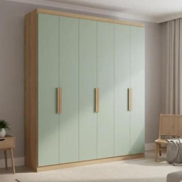 Imagem de Guarda-roupa Casal 6 Portas 2 Gavetas 220cm X 47cm X 180cm Milan - THB