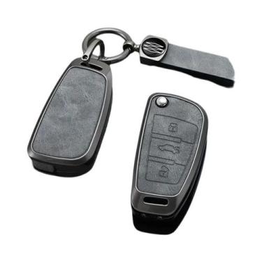 Imagem de Capa De Chave Automotiva Audi Em Liga E Couro Para A1 A3 A4 A5 A6 A7 Q