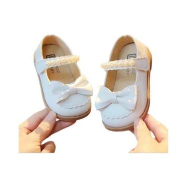 Imagem de Sapatos De Couro Para Meninas, Casuais Com Pérolas E Laço, Primavera E