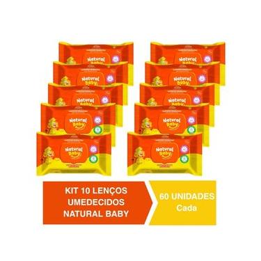 Imagem de Kit c/10 Lenços Umedecidos Natural Baby 60un Cada Evergreen