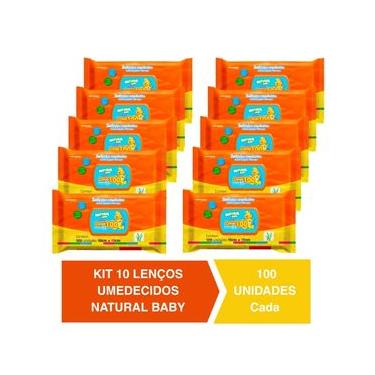 Imagem de Kit C/10 Lenços Umedecidos Natural Baby 100un Cada Evergreen