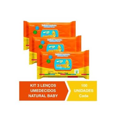 Imagem de Kit C/ 3 Lenços Umedecidos Natural Baby 100un Cada Evergreen