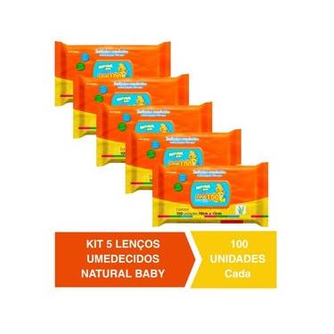 Imagem de Kit C/ 5 Lenços Umedecidos Natural Baby 100un Cada Evergreen