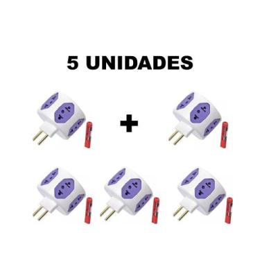 Imagem de Adaptador de Tomada 6 Entradas 10A/20A Pino Maciço Resistente Com Fusí