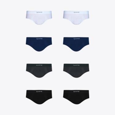 Imagem de Kit 8 Cuecas Slip Micromodal Sem Costura Lupo 00681-108-ful, Branco, M