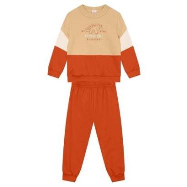 Imagem de Conjunto infantil menino em moletinho de dinossauro Brandili-Masculino