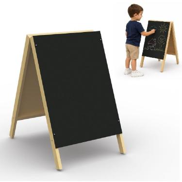 Imagem de Lousa Cavalete Dupla Face Infantil em MDF para Desenho e Escrita Preto Utibom