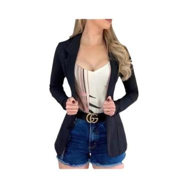 Imagem de Casaco Esportivo Feminino Estiloso, Blusa Casual de Escritório de Mang