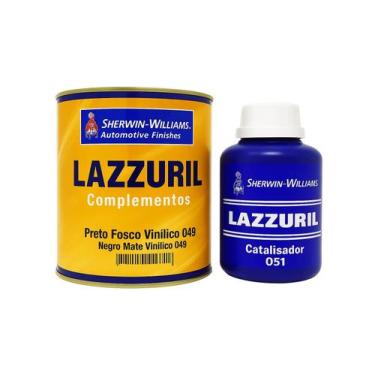 Imagem de KIT Preto Fosco Vinílico 600ml 049 + Endurecedor 300ml 051 LAZZURIL SH
