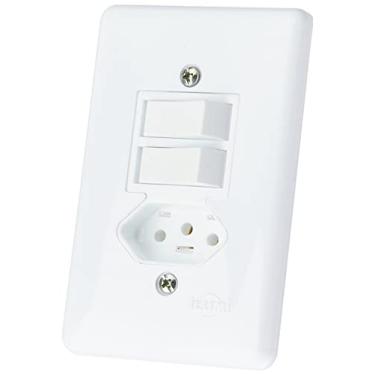 Imagem de Interruptor 2 Teclas + TomadaFixa Emb. Bip. 2P+T 250V ComPlaca 4X2 - Stylus