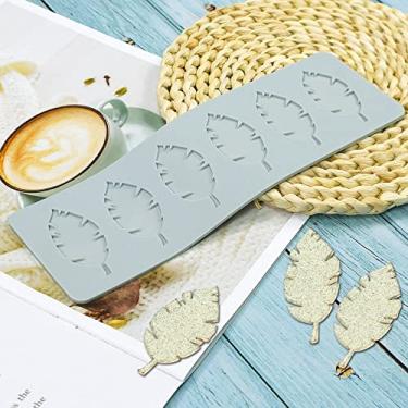 Imagem de Moldes de silicone Fondant Folhas tropicais Tapete de impressão de silicone Molde de pressão de pasta de goma para bolo Chocolate Cupcake Decoração de bolos Toppers Doces Cookies Resina Açucararia (B_24 x 7 x 0,3 cm)