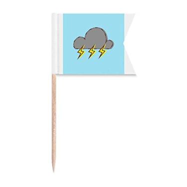 Imagem de Dark Clouds Bandeiras para palito de dente Thunder Rain com marcação de rotulagem para bolo de festa, prato de queijo