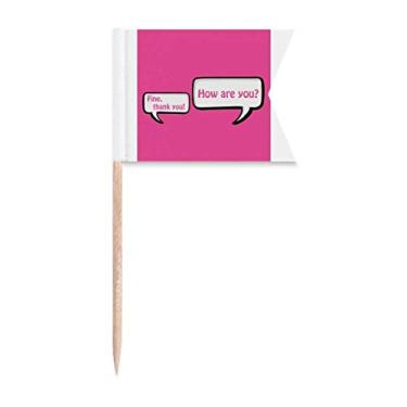 Imagem de Daily Language Chat Greetings Care Bandeiras de palito de dente Marcação de rotulagem para bolo de festa comida prato de queijo