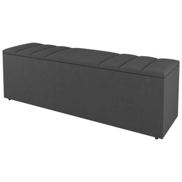 Imagem de Calçadeira Baú Queen Size Grace 160Cm Suede Cinza Escuro