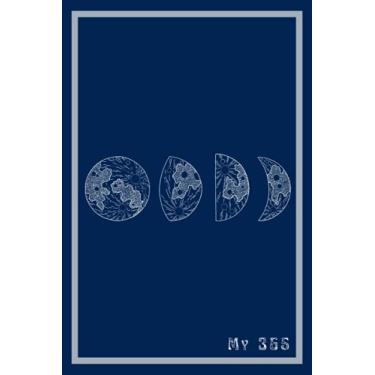 Imagem de My 365: Page a Day Diary with Dotted Paper. 6X9 Glossy grey & blue cover with Moon Phases Illustration.