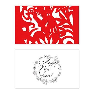 Imagem de Cartão de felicitações de ano novo animal do zodíaco chinês cortado em papel mensagem de abençoar presente