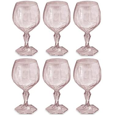 Imagem de Conjunto 6 Taça Para Água Suco 350ml Plástico UZ Tango Transparente Rosa