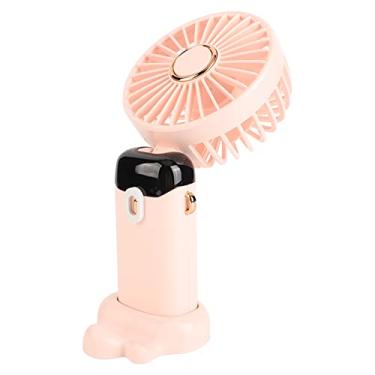 Imagem de AYNEFY Mini ventilador portátil, carregador USB dobrável pequeno ventilador de mesa cinco velocidades de com cordão para escritório (rosa)