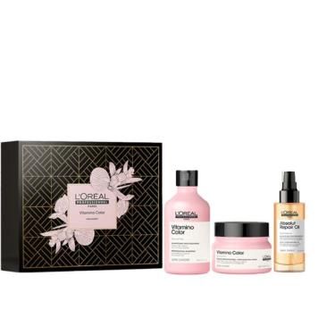 Imagem de Kit L´Oréal Vitamino Color Shampoo 300ml+ Máscara 250g+ Absolut Repair Óleo 10-in-1 90ml