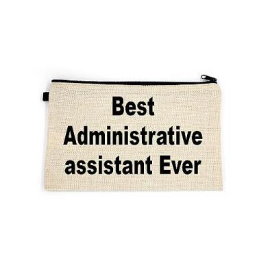 Imagem de Bolsa de maquiagem de assistente administrativo, presente para assistente administrativo, melhor assistente administrativo de todos os tempos, bolsa de higiene pessoal, para ela, bolsa de maquiagem para mulheres, bolsa de , Branco